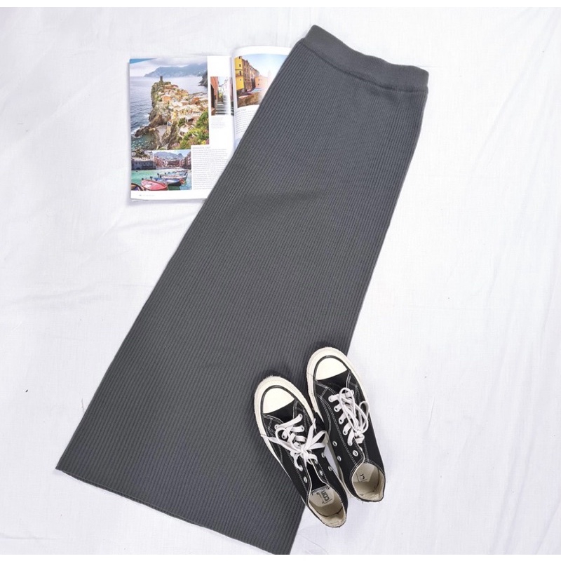 rok span rajut /rok rajut [premium] tebal-Abu tua