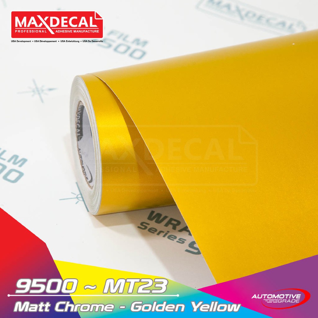 Maxdecal 7500 MT23 Matte Chrome Golden Yellow, Wrap Series Sticker, Roll 50cm x 9m