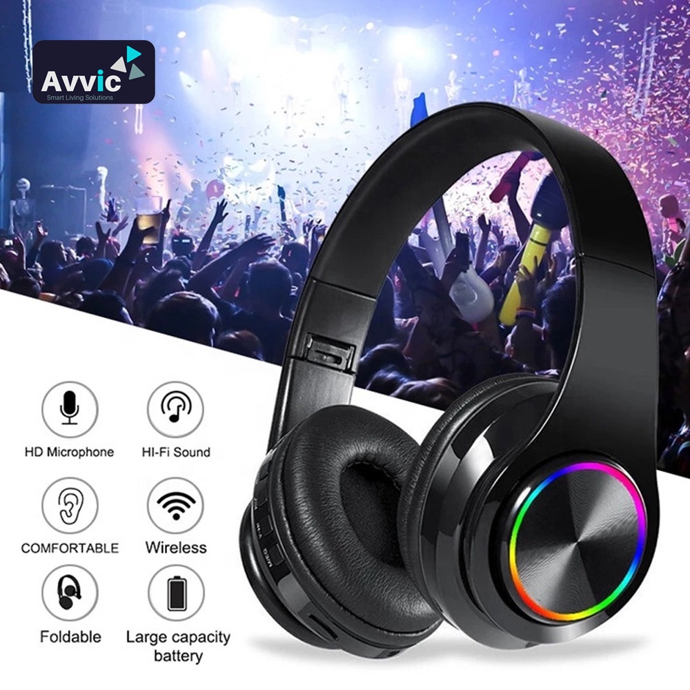 Avvic B39 Wireless Headset LED Headphone HiFi Bass Music Bluetooth 5.3 With Mikrofon Laptop Computer