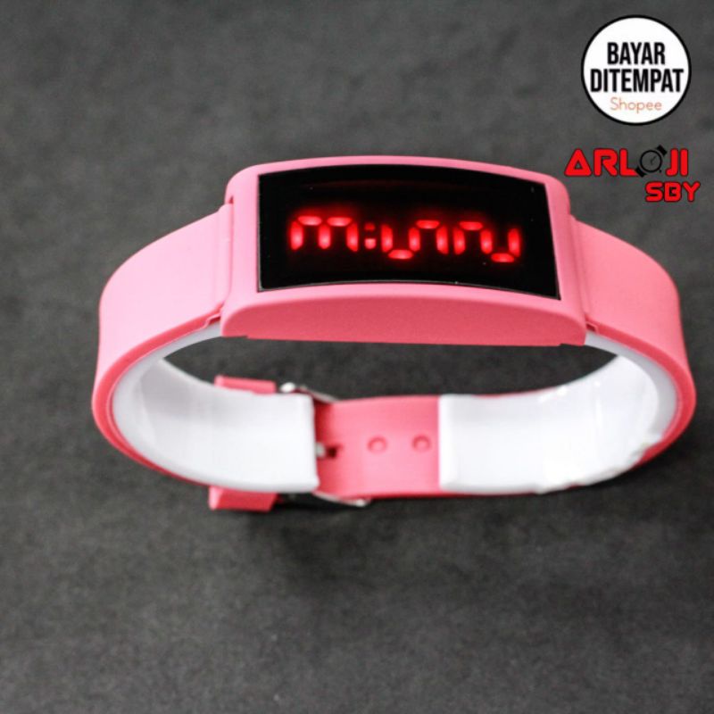 Jam Tangan LED Watch Kotak Cewek Cowok Strap Rubber Warna SEGI KAPSUL