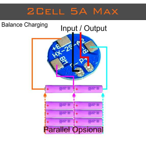 BMS 2S 5A Li-ion Lithium Lipo Battery 7.4v 8.4V 18650 Charger Protection