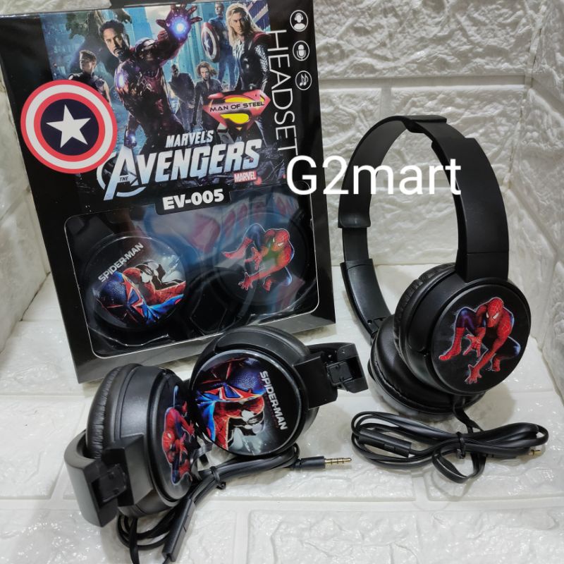 Headphone/Headset SPIDERMAN / hf bando             Headset karakter HEROES super bass