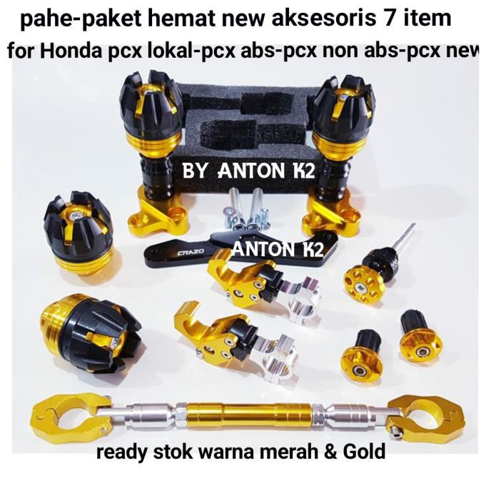 Hot Sale Aksesoris Paket 7 Variasi Frame Jalu Knalpot Set Pcx Lokal-Pcx Abs-New - Merah, All Pcx 150
