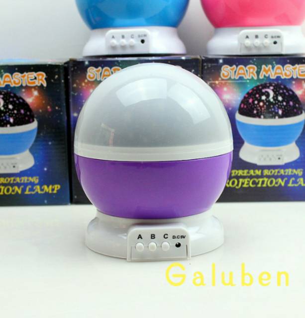 Lampu tidur proyektor Bulat motif bulan bintang Besar