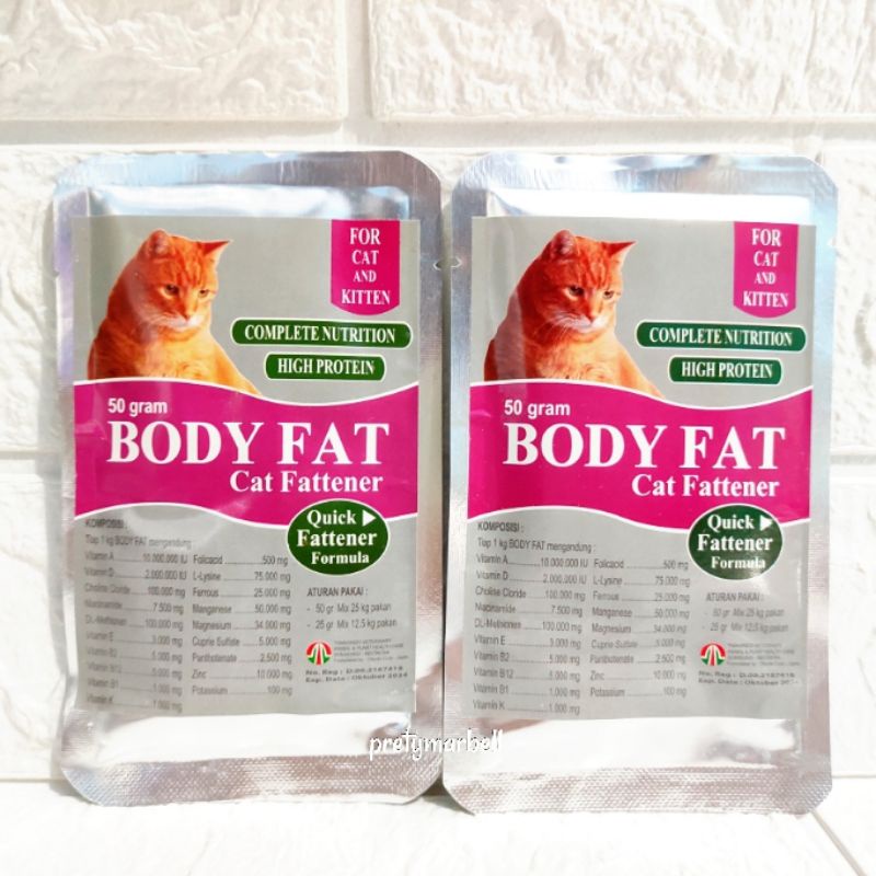 Body Fat Cat Fattener 50gr Vitamin Suplemen Penggemuk Kucing