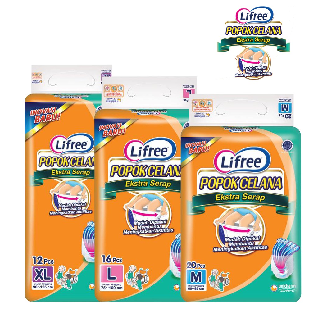 Lifree Extra Serap Popok Celana Dewasa M20/ L16/ XL12 - M 20/ L 16/ XL 12