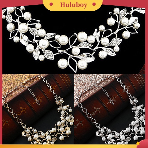 Hu Hu Hu Hu Hu Alat Bantu Pasang Kacamata♡ Kalung Choker Rantai Pendek Desain Daun Hollow Hias Mutiara Imitasi Untuk Wanita