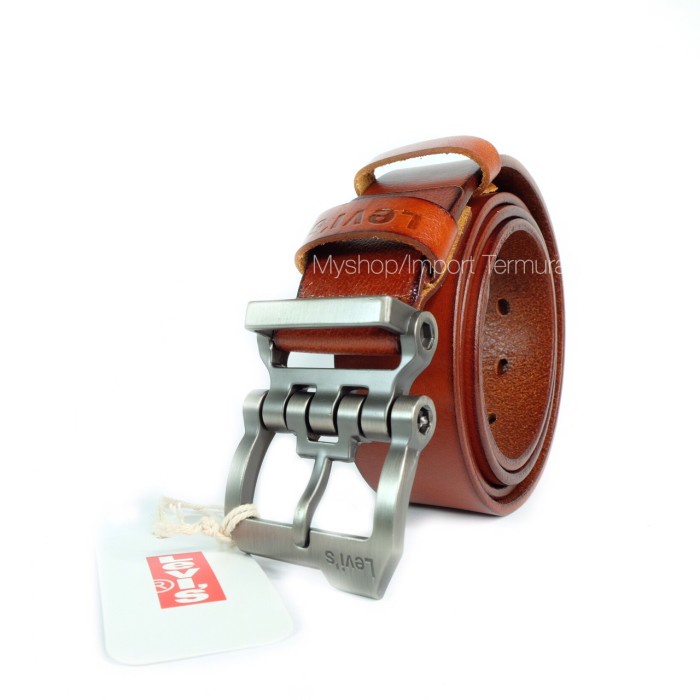 GESPER IKAT PINGGANG KULIT ASLI BRANDED IMPORT LEVIS 501 BROWN