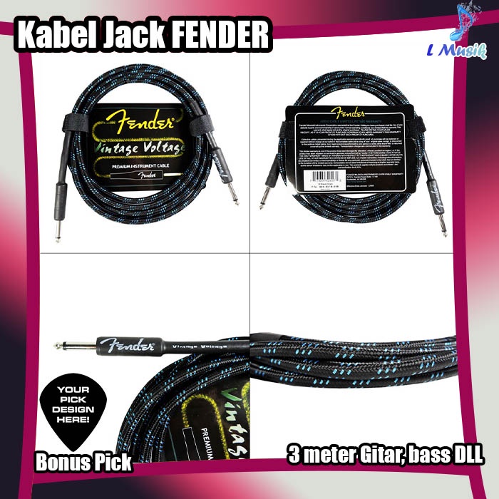 KABEL JACK FENDER 3 METER GITAR BASS 3M