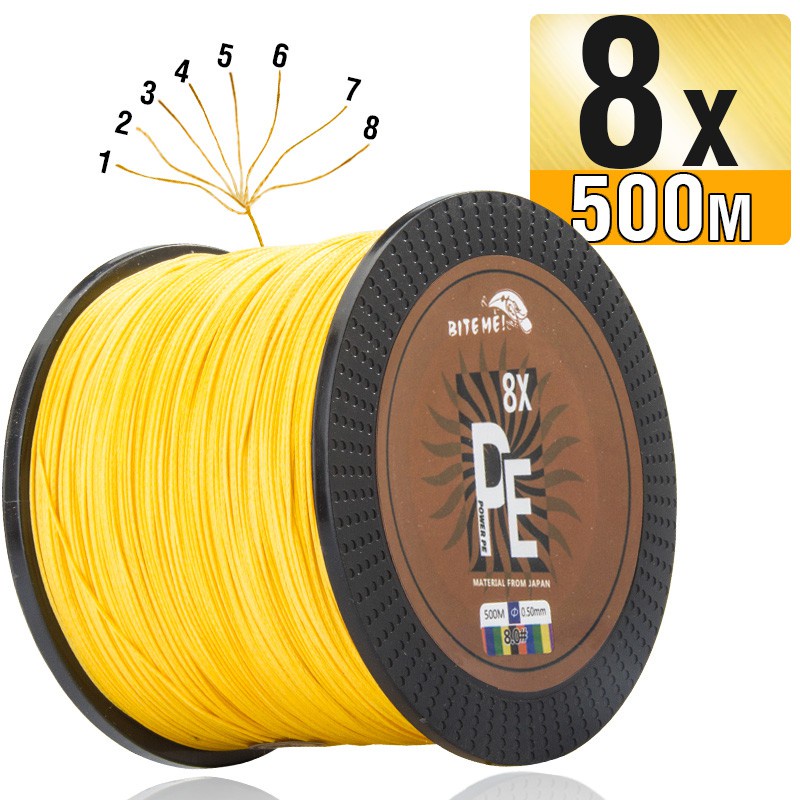Biteme 8pcs Senar Pancing Multifilamen 8 Untai Bahan Pe Panjang 500m Berat 10-120lb