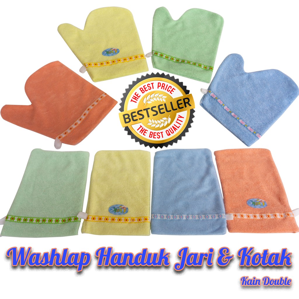 washlap bayi jari dan kotak handuk washlap mandi kain double