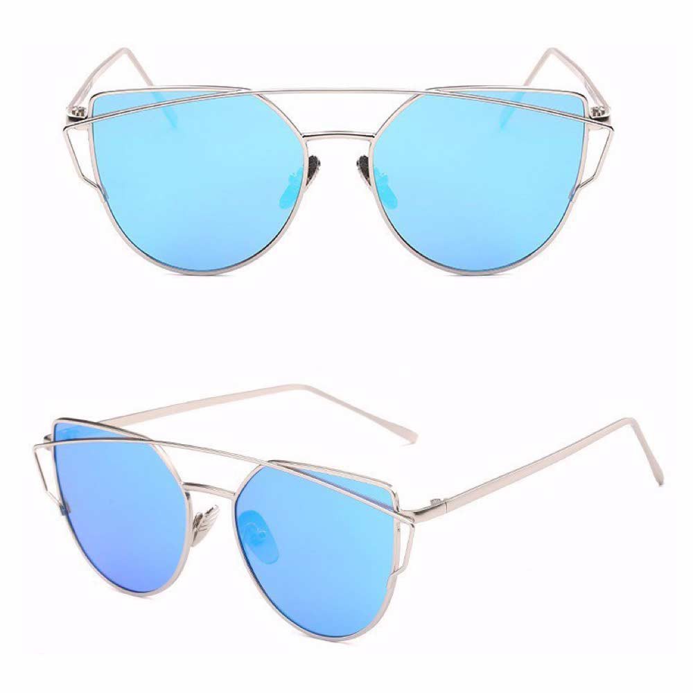 Anti UV Eye Cat Sunglasses [ Biru Muda Silver ] Pria dan Wanita [Desaign Korea] NY Free Kotak