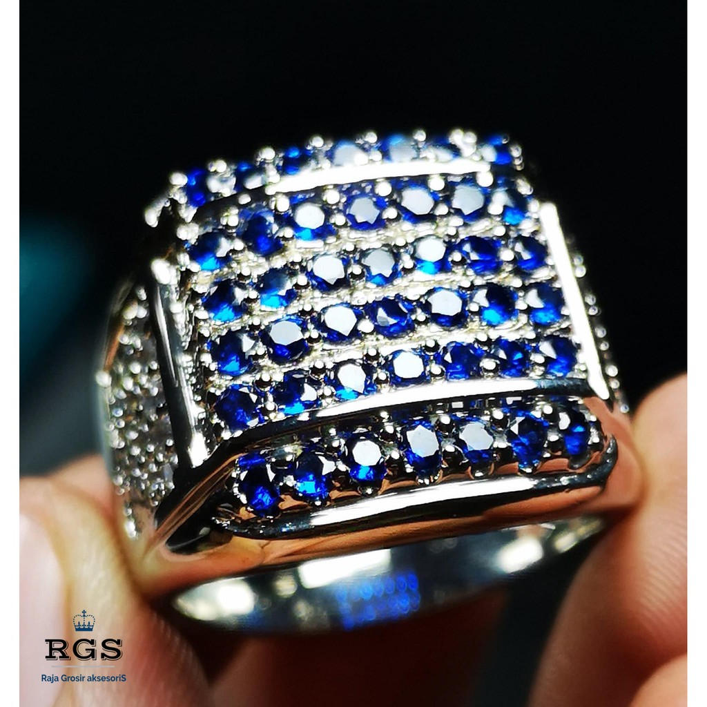 Cincin Pria Super Mewah Batu King Blue Saphire Kode 02