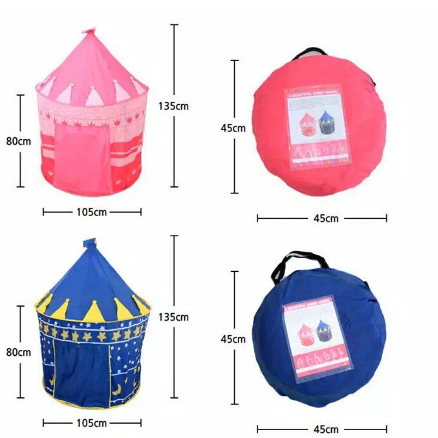 Tenda Anak Tenda Bermain Princess Castle Outdoor Model House Rumah Jendela  Biru dan Pink