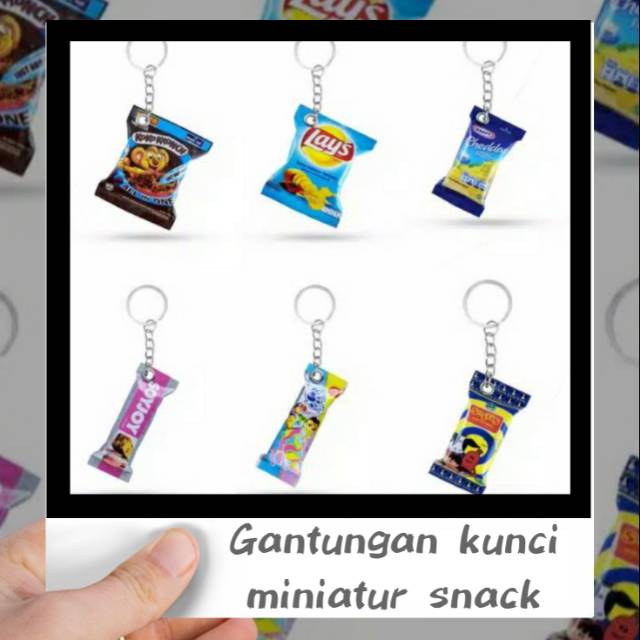 Gantungan kunci dan magnet kulkas miniatur snack murah lucu unik pake kemasan