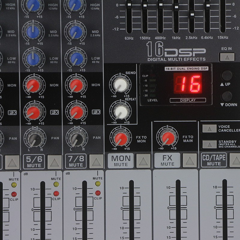 Professional Live Audio Mixer DSP Karaoke DJ 8 Channel - EMI20FX - Black / Mixer Audio Podcast / DJ
