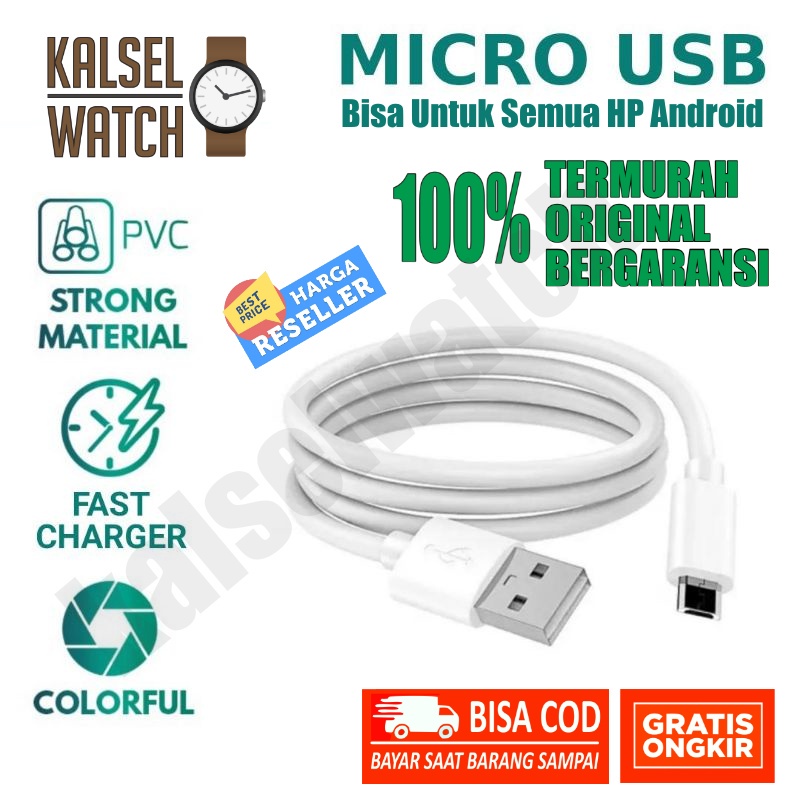 Kabel Data Charger Micro USB Original Bisa Untuk Semua Mikro USB Android 2 Amper Putih Polos High Quality Anti Kusut 2A Fast Charging Samsung Oppo Xiaomi Poco Vivo Realme Infinix Huawei Lenovo Advan HP22