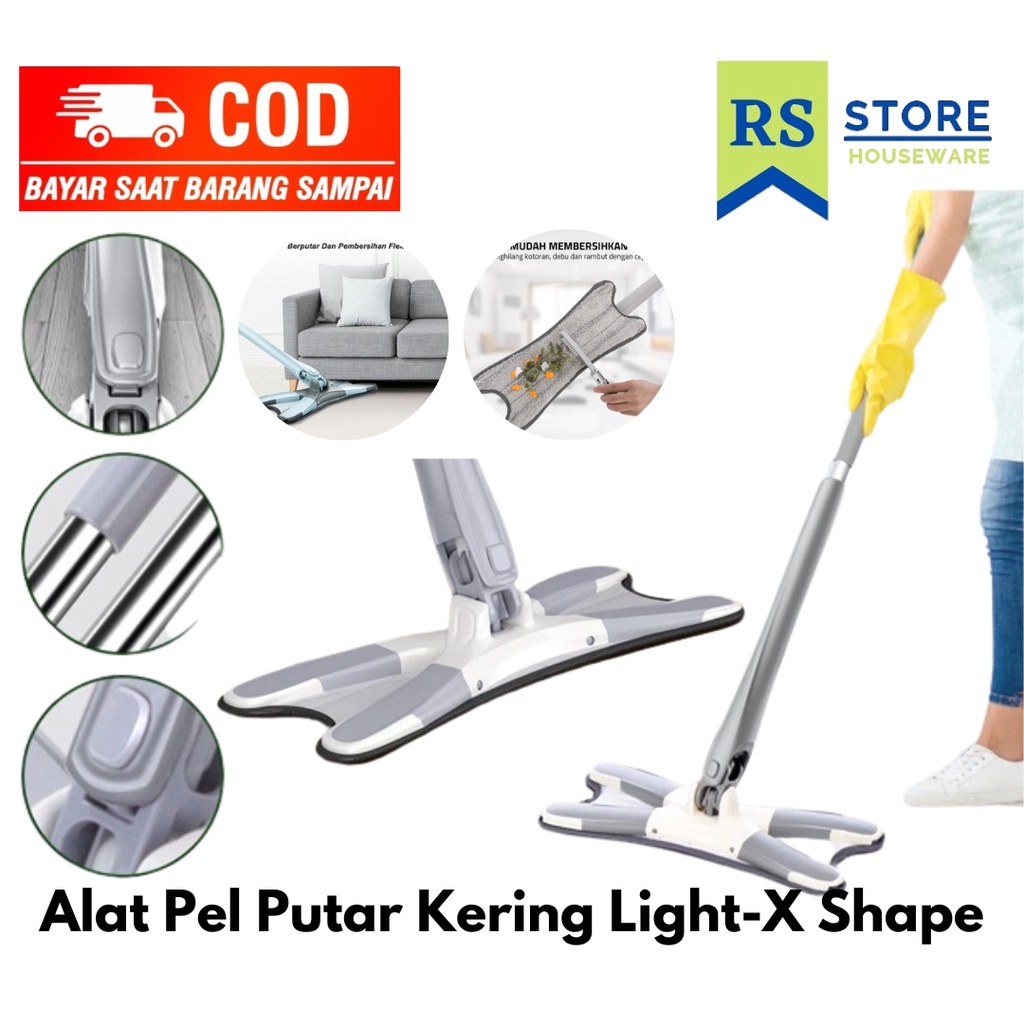 alat pel lantai otomatis peras praktis mop magic bentuk light x-shape mop/ ultra mop flat mop x-shap
