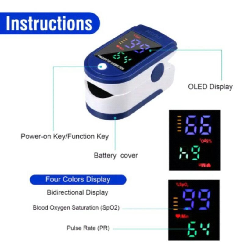 FINGERTIP PULSE OXYMETER FINGERTIP OXIMETER SPO2 LED FULL COLOUR LK87 LK88 ORIGINAL PREMIUM GROSIR TERMURAH