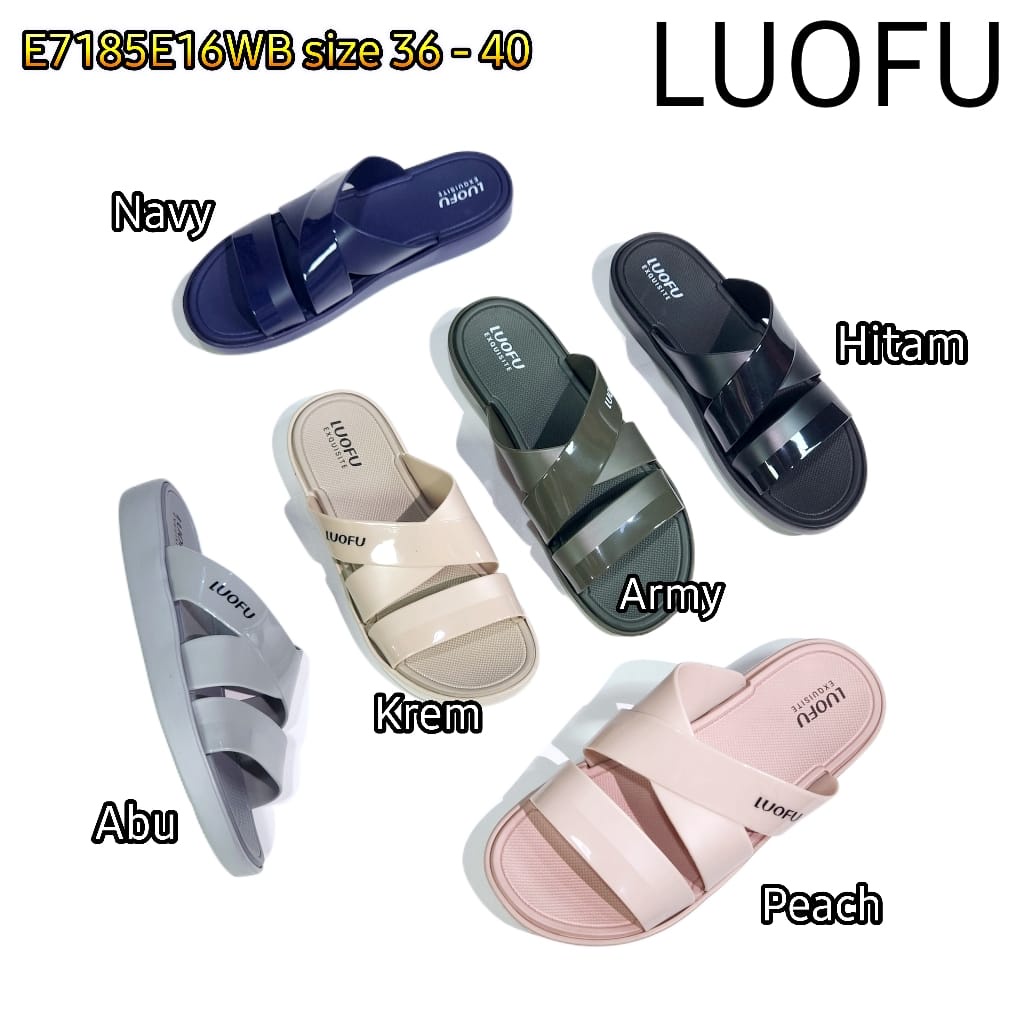 LUOFU ORIGINAL jelly sandal karet empuk murah wanita slop import sendal murah cewek selop E7185E16WB