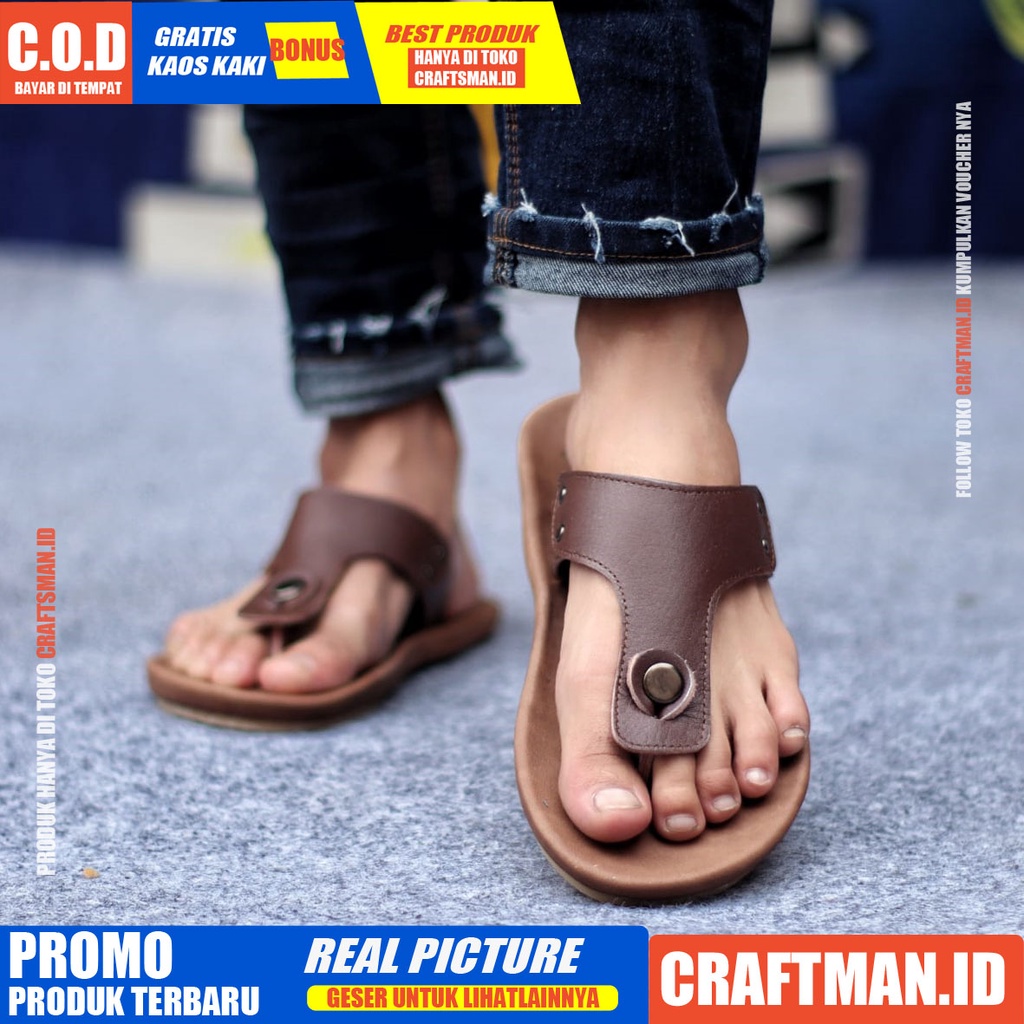 CRATFS CLOVERS Sandal Pria Sandal Jepit Pria Sandal Kulit Pria Sandal Original Pria Sandal Murah Pria