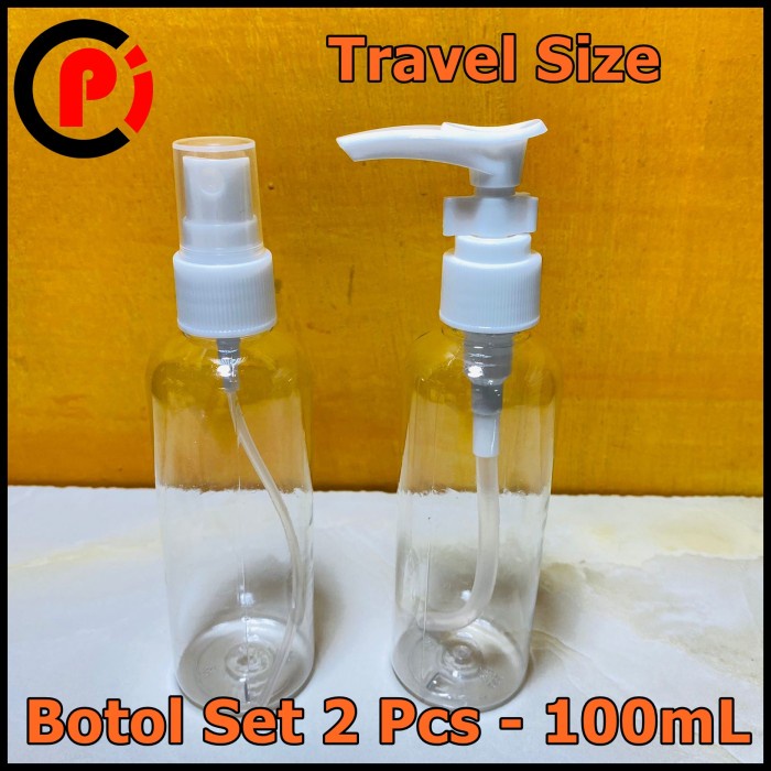 Set 2Pcs 100mL Botol Spray Kosong Travel Size Semprot Pompa Tebal