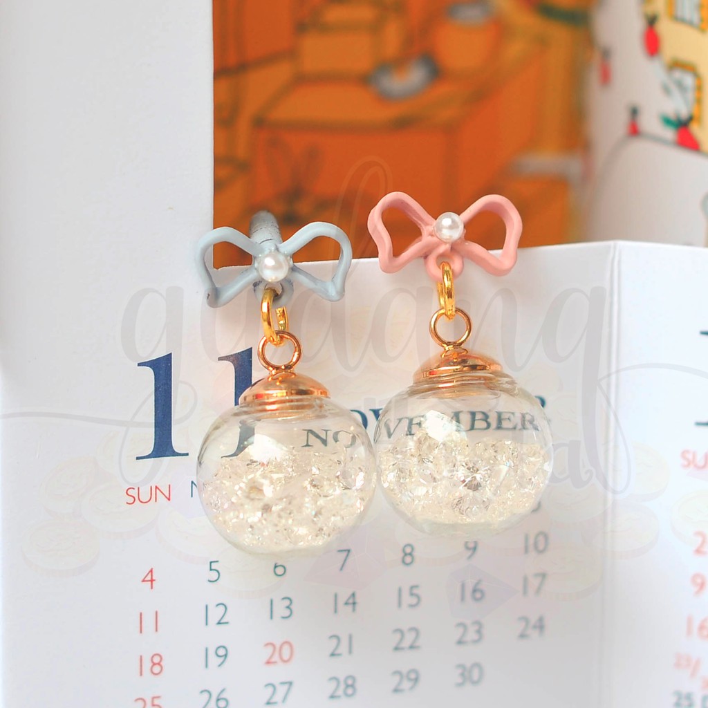 Anting Stud Snowglobe and Ribbon Lucu Unik GH 203681