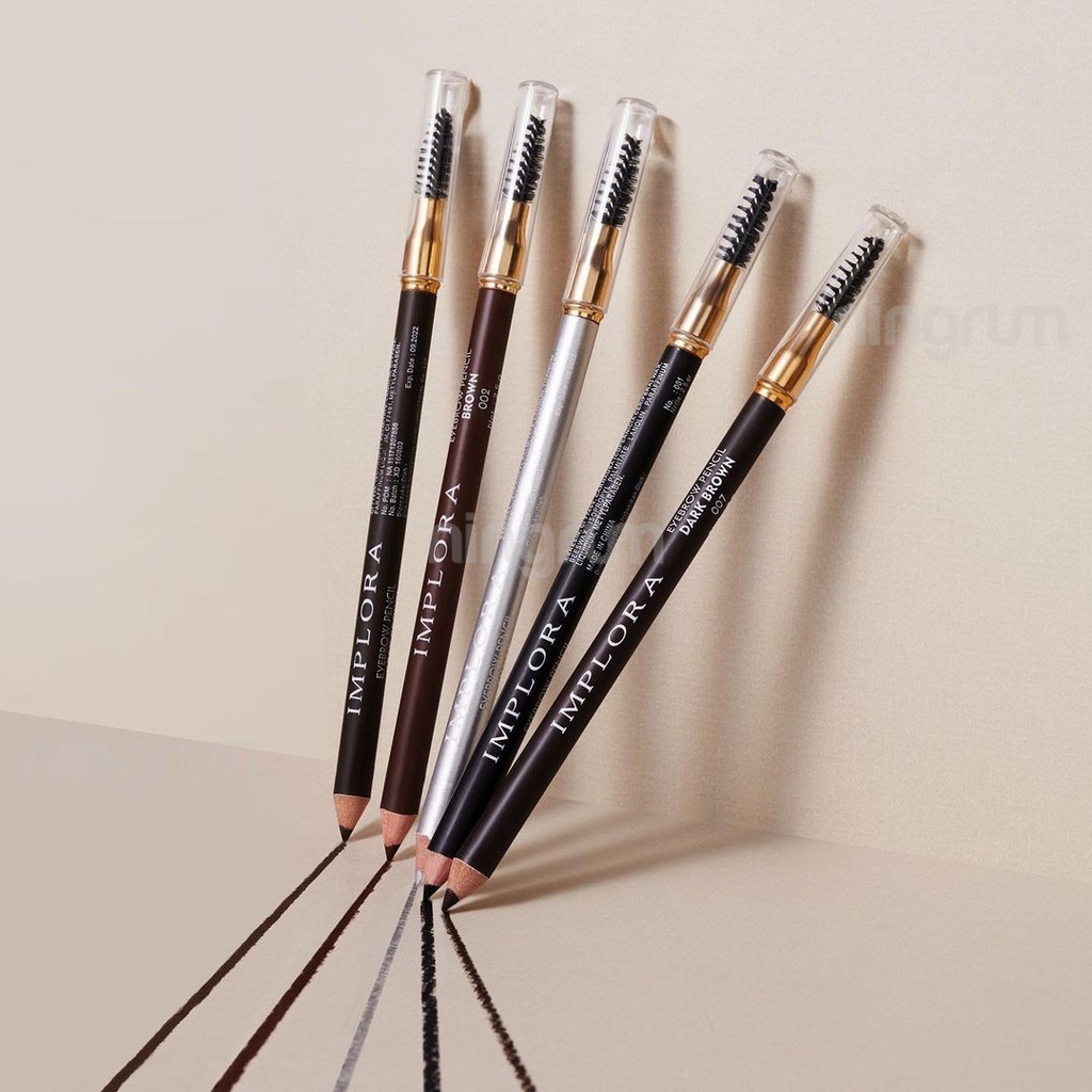 Ningrum implora eyebrow pencil pensil alis | hitam cokelat implora eye brow pencil 2in1 100% Ori - 5104