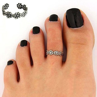 12Pcs Cincin  Jari Kaki Open Toe Adjustable Warna Silver 