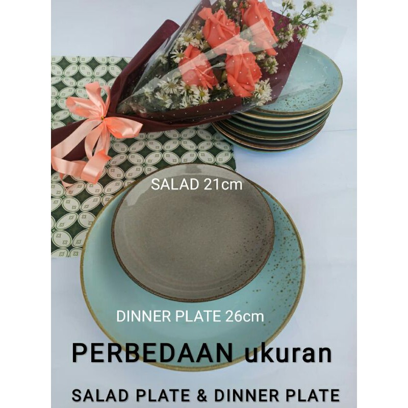 PIRING MAKAN KERAMIK MURAH / SALAD PLATE RUSTIC ukuran 21cm-2