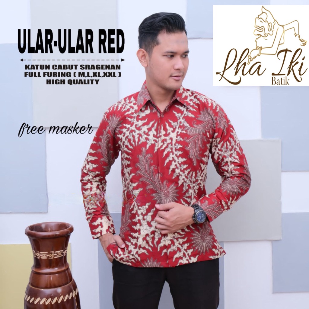 KEMEJA BATIK SOLO MOTIF ULAR RED