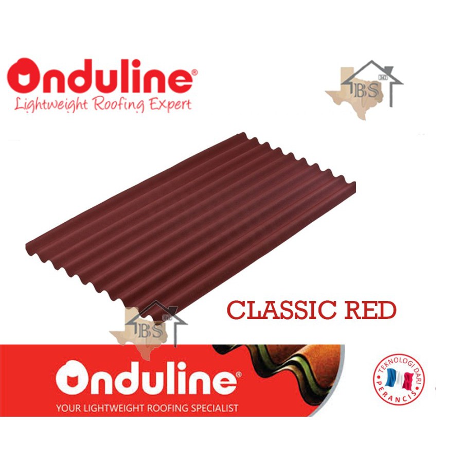 ATAP BITUMEN ONDULINE CLASSIC RED (95CM X 2M) ATAP ASPAL RINGAN