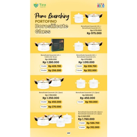 Portofino Borosilicate Glass / Panci Kaca / Panci Glass Borosilicate / Panci Borosilicate Glass