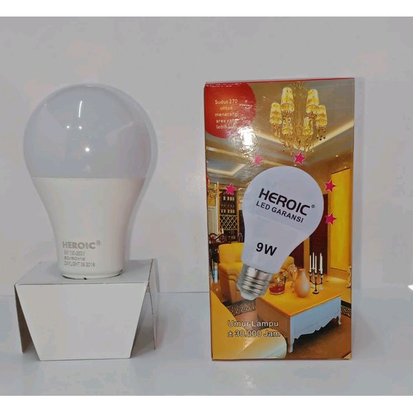 Lampu LED HEROIC Bohlam LED HEROIC 9 Watt Garansi 1 year
