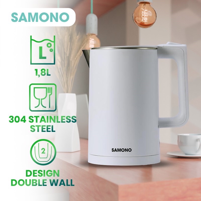 SAMONO TEKO LISTRIK DOUBLE WALL STAINLESS STEEL 1.8L SW-R1