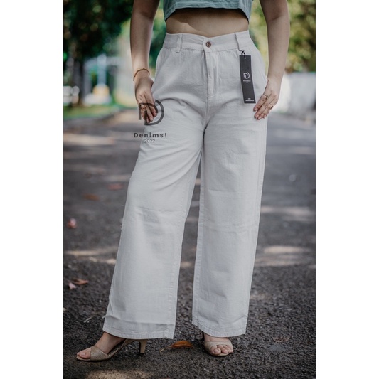 Denims - Maureen Highwaist Kulot Basic Linen Broken White