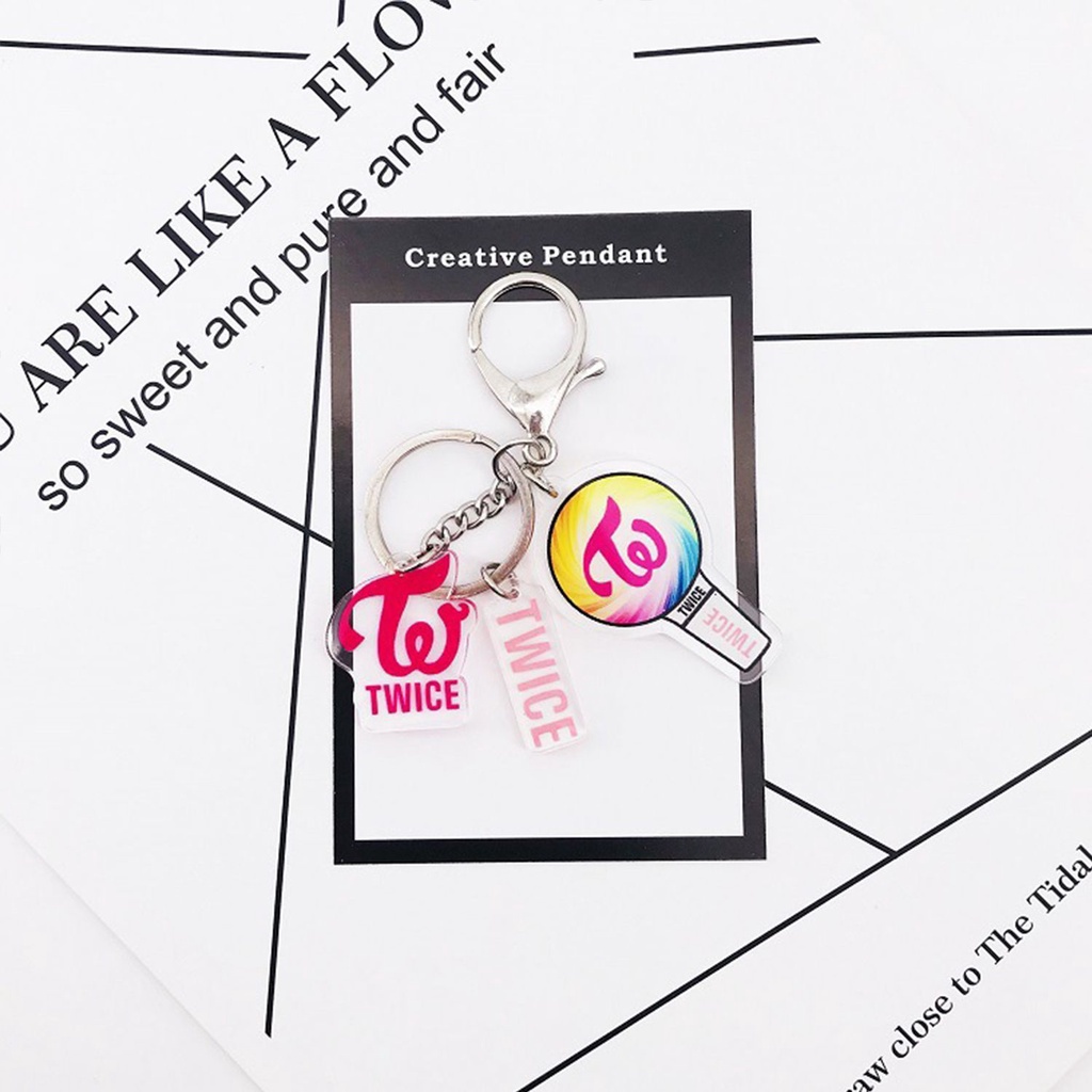 ROW New Style GOT7 BLACKPINK TWICE EXO BTS Metal Gift Keychain Acrylic Keyring Pendant Cheer Key Chain Creativity Star Peripherals