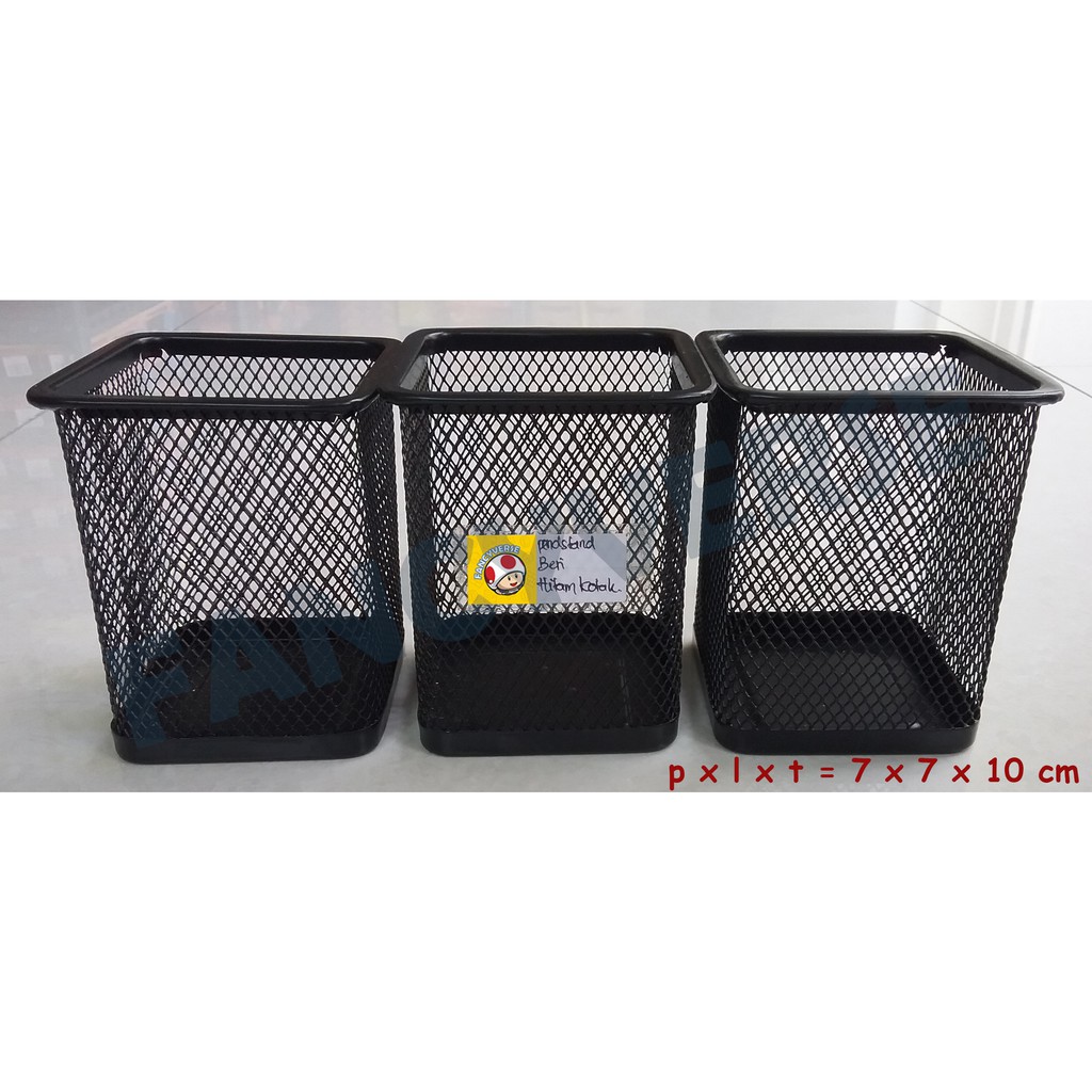 

Pen Holder Besi Jaring Jala Hitam Kotak / Pen Stand Tempat Pulpen