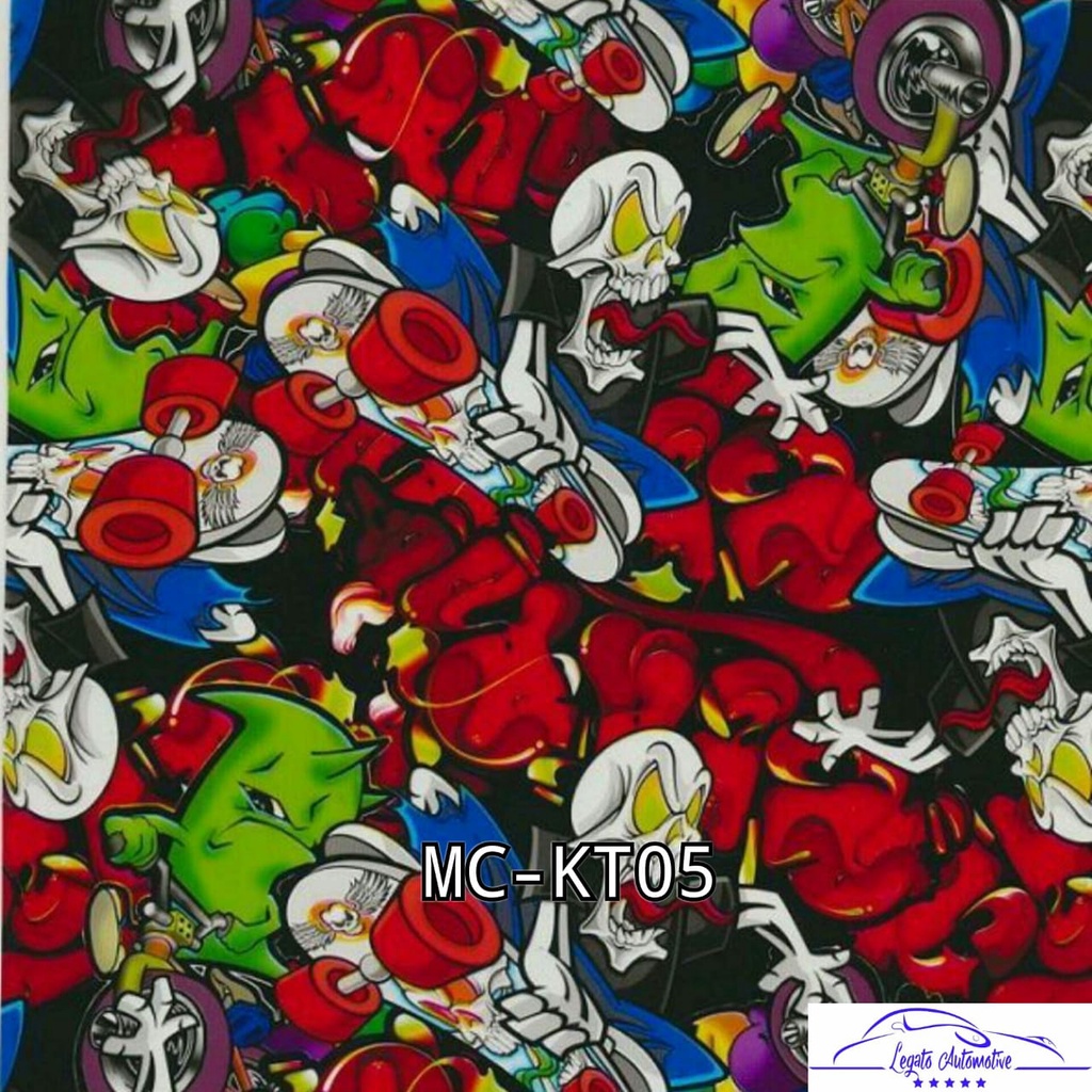 WTP CARBON CELUP MOTIF KARTUN MURAH KODE MC-KT05 WATER TRANSPER PRINTING FILM HYDROGRAPHIC,BUKAN KEV