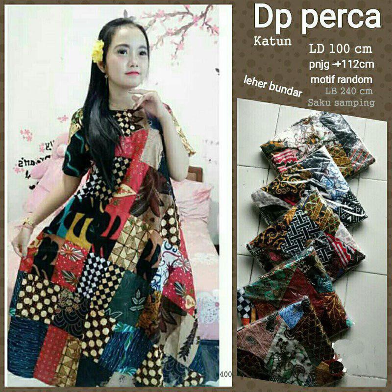 Daster Payung Batik Perca Dress Bumil baju ibu hamil batik wanita bahan katun lengan pendek