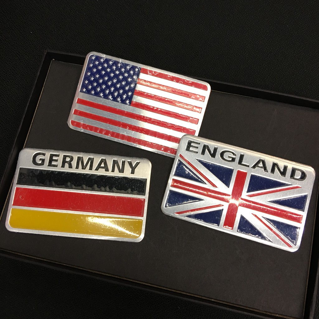 Tempelan Stiker Emblem Mobil Flag BENDERA PERSEGI Germany England Italy Australia France America