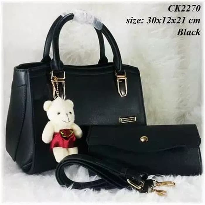 TAS BATAM TAS WANITA IMPORT TAS CK2270 SET DOMPET HANDBAG BRANDED - BLACK