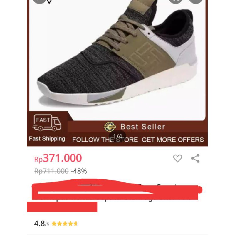 Sepatu sneaker pria kets running olahraga import cina