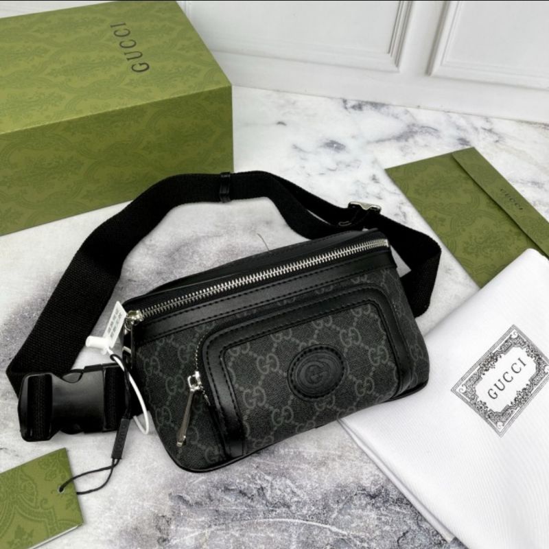 Bumbag guccii interlocking G black + box