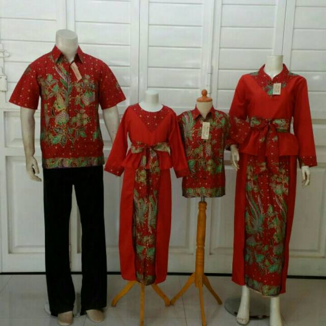 Baju batik couple keluarga anak muslim motif merak