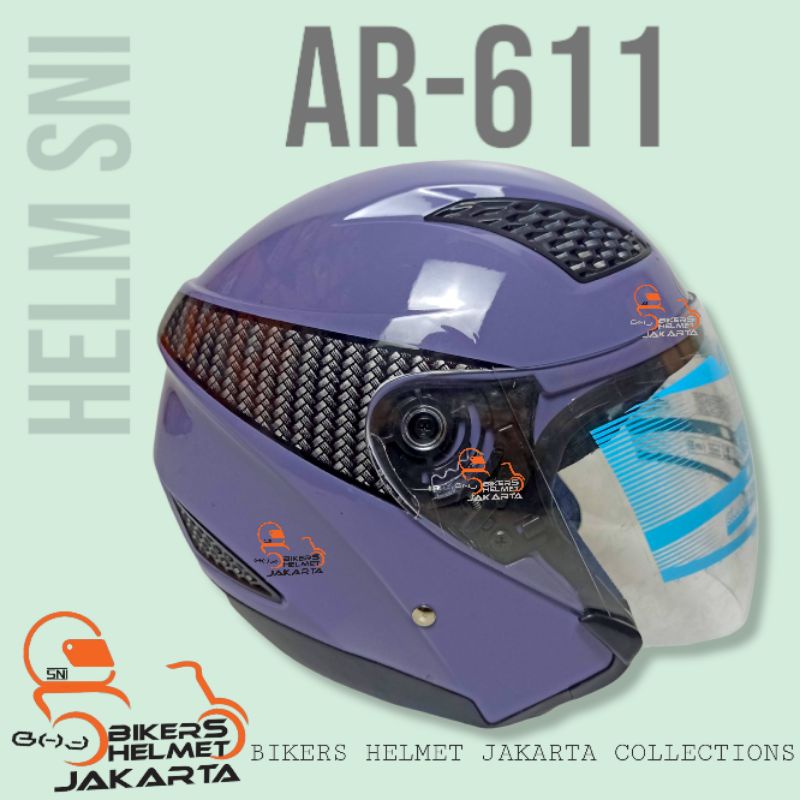ARL HELM MODEL ZEUS POLOS PURPLE LILAC HALF FACE