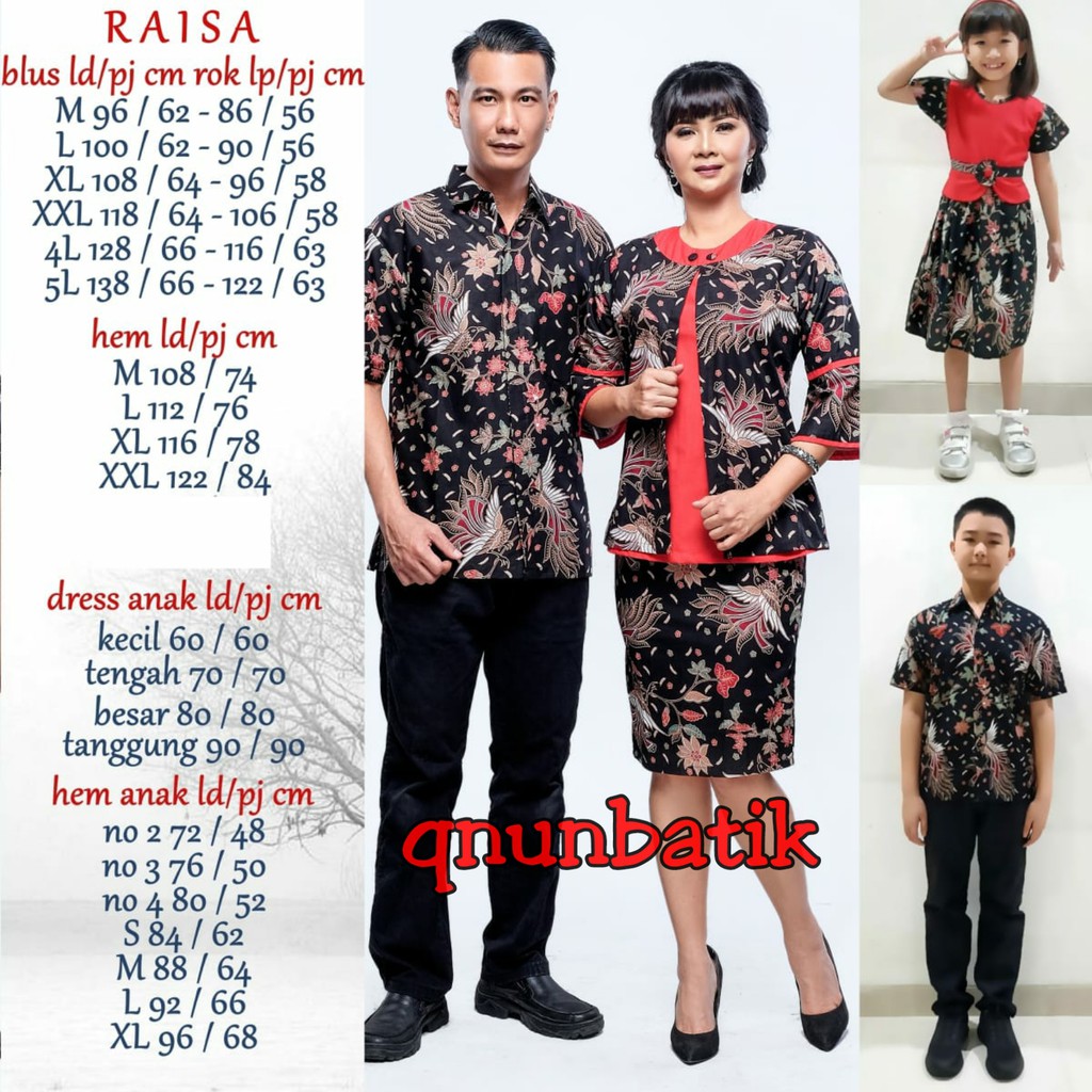 BATIK COUPLE KELUARGA SERAGAMAN SARIMBIT BATIK KELUARGA MOTIF ROK N BLUS RAISA