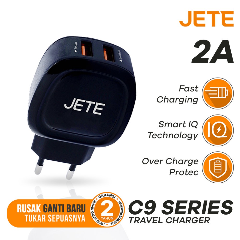 Kepala Charger | Adaptor Hp Fast Charger Dual Output JETE C9 - Garansi 2 Tahun