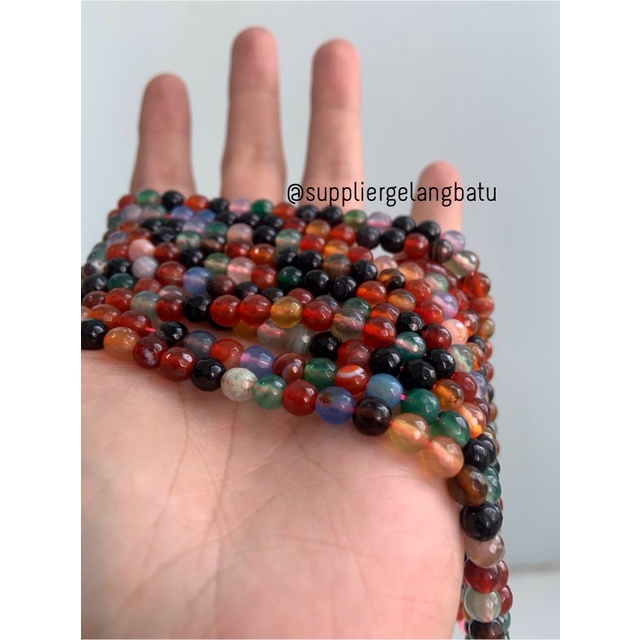 bahan multicolour onyx cutting 6mm natural corak akik alam faceted