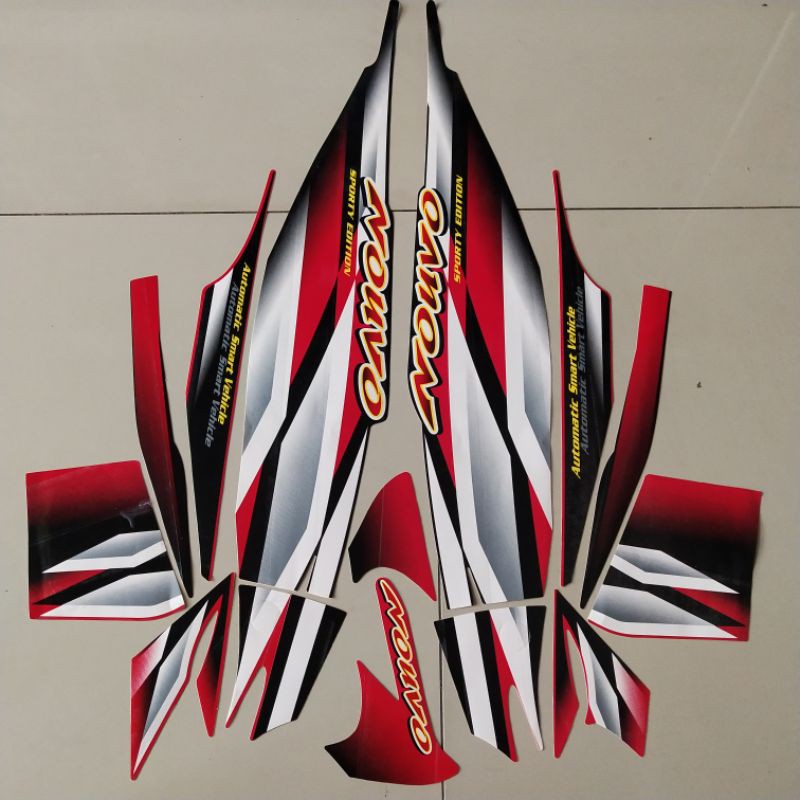 striping yamaha nouvo lele 2003 2004 merah stiker motor  list body standar berkualitas terbaik